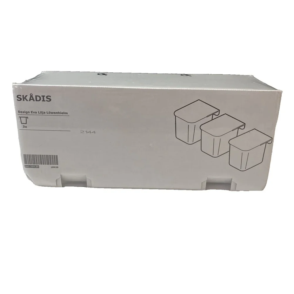 IKEA Skadis Container With Lid White 3 Pack Pegboard Organizer New